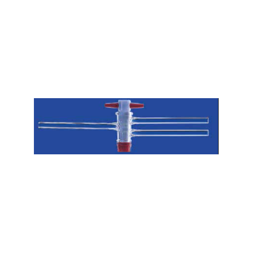 Rubinetto in PTFE a due vie parallele NS 14,5 foro 1,6 mm.