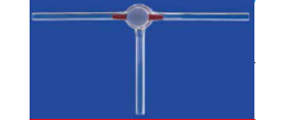 Rubinetto in PTFE a tre vie NS 18,8 foro 2,5 mm.