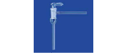 Rubinetto in vetro soffiato per vuoto con pozzetto e scarico verticale NS 18,8 foro 2,5 mm.