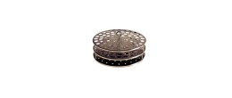 Portaprovette circolare in acciaio inox 30 posti per provette da 21 mm.