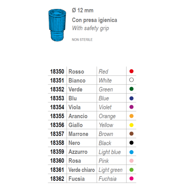 Tappi con presa igienica per provette da 12 mm....