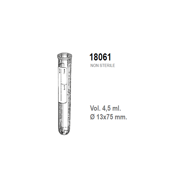 Provetta cilindrica in polipropilene con etichetta graduata 13x75 mm. - 4,5 ml. - confezione da 4000