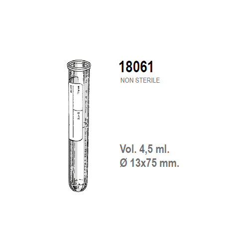 Provetta cilindrica in polipropilene con etichetta graduata 13x75 mm. - 4,5 ml. - confezione da 4000