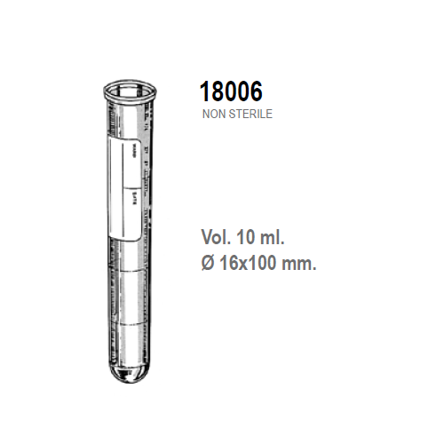Provetta cilindrica in polipropilene con etichetta graduata 16x100 mm. - 10 ml. - confezione da 2000
