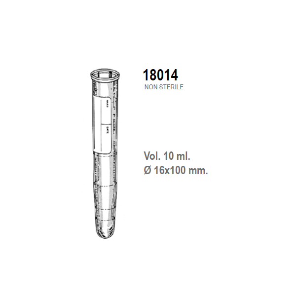 Provetta conica in polipropilene con etichetta graduata 16x100 mm. - 10 ml. - confezione da 2000