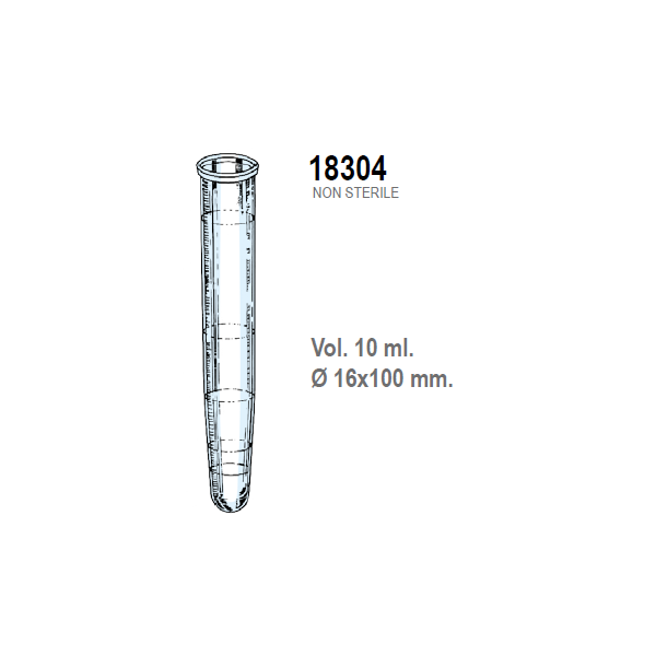 Provetta conica in polistirolo trasparente graduata 16x100 mm. - 10 ml. - confezione da 2000