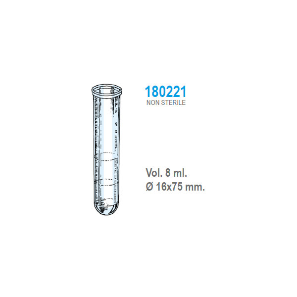 Provetta Sieroplast trasparente graduata 16x75 mm. - 8 ml. - confezione da 2500