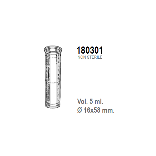 Provetta cilindrica con fondo piatto in polipropilene graduata 16x58 mm. - 5 ml. - confezione da 3500