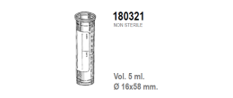 Provetta cilindrica con fondo piatto in polipropilene con etichetta graduata 16x58 mm. - 5 ml. - confezione da 3500