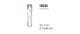 Provetta cilindrica con fondo piatto in polistirolo trasparente con etichetta graduata 12x56 mm. - 3 ml. - confezione da 6000