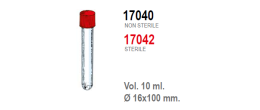 Provetta cilindrica in polistirolo trasparente con tappo a vite 16x100 mm. - 10 ml. - confezione da 1000 Sterile