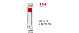 Provetta cilindrica in polistirolo trasparente con tappo a vite 16x100 mm. - 10 ml. - confezione da 750 Sterile singola
