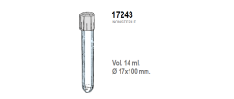 Provetta cilindrica in polistirolo trasparente con tappo a doppia chiusura 17x100 mm. - 14 ml. - confezione da 800