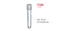 Provetta cilindrica in polistirolo trasparente con tappo a doppia chiusura 17x100 mm. - 14 ml. - confezione da 800 Sterile