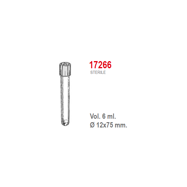 Provetta cilindrica in polipropilene con tappo a doppia chiusura 12x75 mm. - 6 ml. - confezione da 1000 Sterile