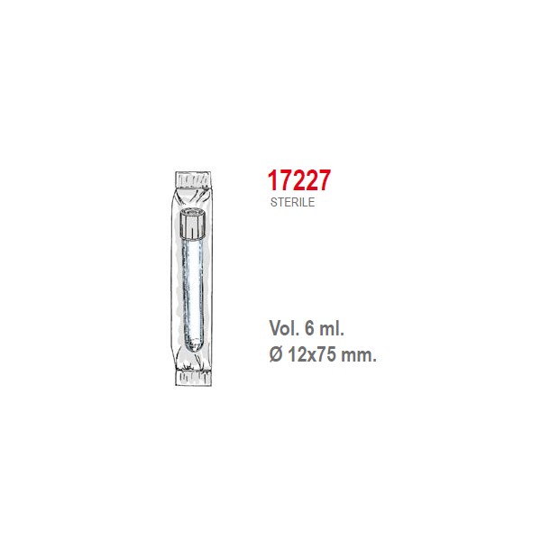 Provetta cilindrica in polistirolo trasparente con tappo a doppia chiusura 12x75 mm. - 6 ml. - confezione da 500 Sterile singola