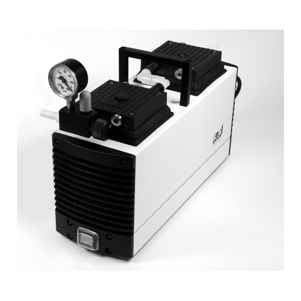 Pompa da vuoto a membrana N 816.3 KT.45.18 (16 l/min - 20 mbar) con valvola di regolazione e vacuometro