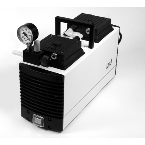 Pompa da vuoto a membrana N 816.3 KT.45.18 (16 l/min - 20 mbar) con valvola di regolazione e vacuometro