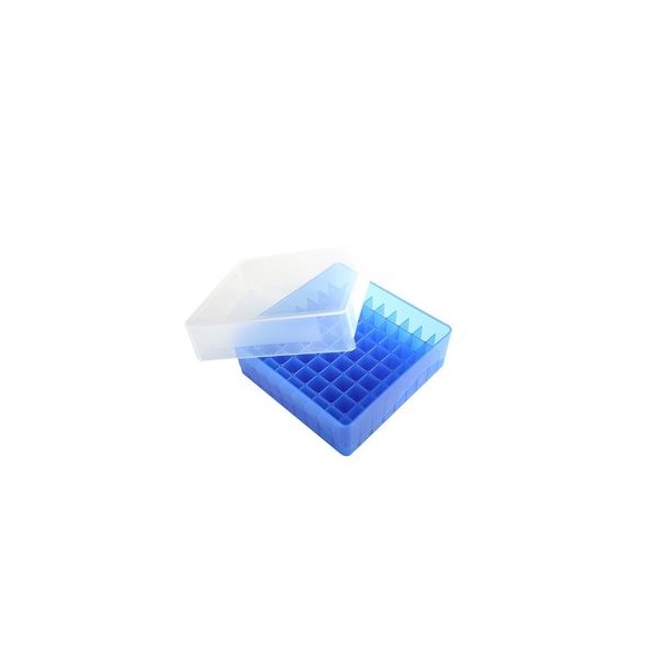 Scatole criogeniche in PP colore blu 81 posti per microprovette da 1,5 / 2,0 ml. Scatole criogeniche in PP colore blu 81 posti per microprovette da 1,5 / 2,0 ml.