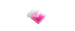 Scatole criogeniche in PP colore rosa 81 posti per microprovette da 1,5 / 2,0 ml.