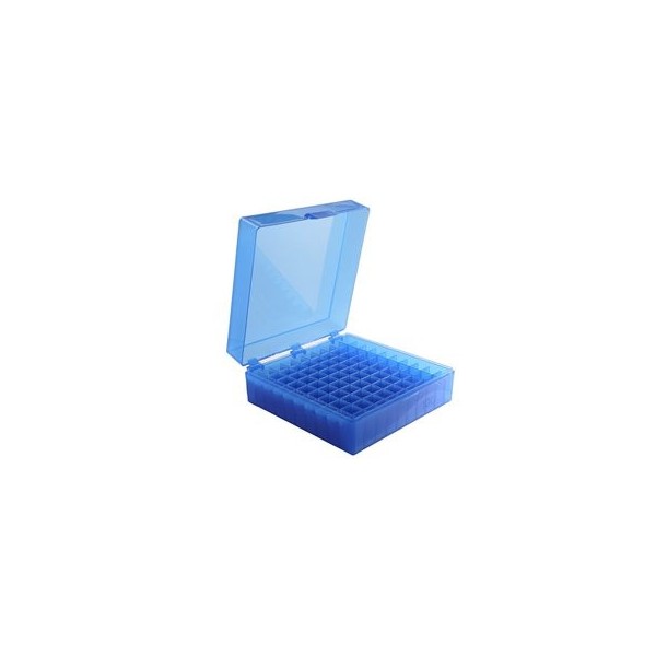 Scatole criogeniche in PP colore blu 100 posti per microprovette da 1,5 / 2,0 ml. Scatole criogeniche in PP colore blu 100 posti per microprovette da 1,5 / 2,0 ml.