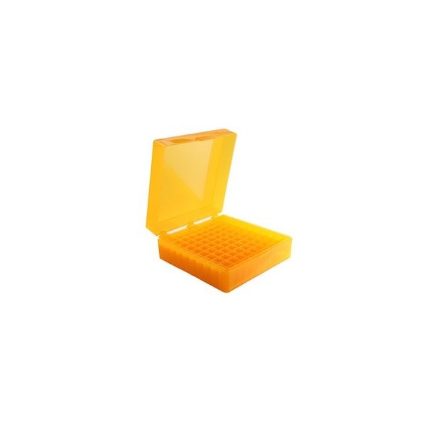 Scatole criogeniche in PP colore arancione 100 posti per microprovette da 1,5 / 2,0 ml. Scatole criogeniche in PP colore arancione 100 posti per microprovette da 1,5 / 2,0 ml.