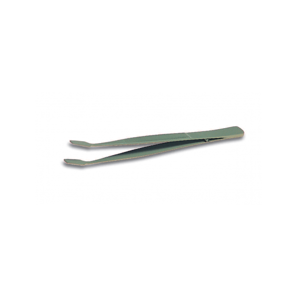 Pinzetta in acciaio inox teflonata punte piatte curve mm. 140