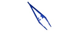 Pinzetta monouso in ABS blu punte dritte zigrinate mm. 111 - Confezione da 6
