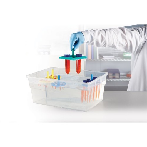 Portaprovette galleggiante in PE colore blu 8 posti per provette da 15 ml. - confezione da 5