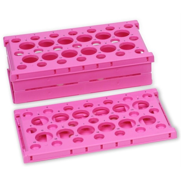 Portaprovette in PP apri / chiudi - rosa per provette da 15 e 50 ml. - conf. da 2 Portaprovette in PP apri / chiudi - rosa per provette da 15 e 50 ml. - conf. da 2