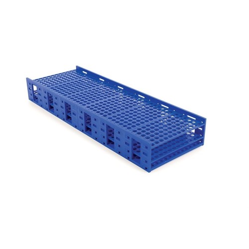 Portaprovette Mega Rack in PP blu 216 posti per provette da 5 a 7 ml.