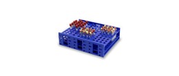 Portaprovette Mega Rack in PP blu 120 posti per provette da 10 ml.