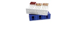 Portaprovette Mega Rack in PP bianco 120 posti per provette da 10 ml.