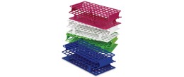 Portaprovette OneRack in POM rinforzato in fibra di vetro blu 72 posti per provette da 5 a 10 ml. - confezione  da 8