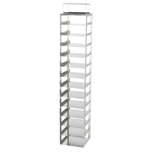 Supporto in acciaio per 13 scatole criogeniche da 53 mm. di altezza Supporto in acciaio per 13 scatole criogeniche da 53 mm. di altezza