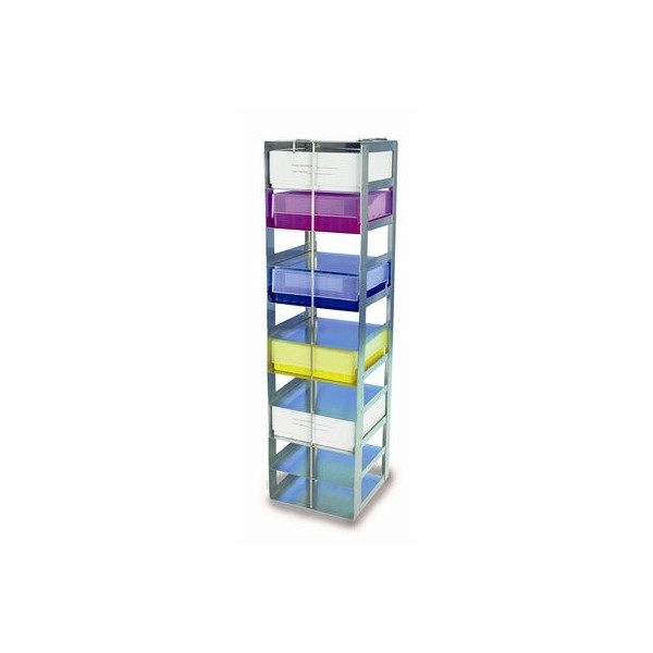 Supporto in acciaio per 9 scatole criogeniche da 75 mm. di altezza