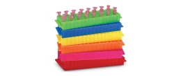 Portaprovette in PP bianco 80 posti per microprovette da 1,5 - 2,0 ml.-confezione da 5