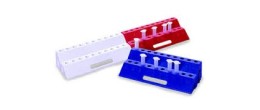 Portaprovette ad incastro in PP rosso 20 posti per microprovette da 1,5 - 2,0 ml.-confezione da 6
