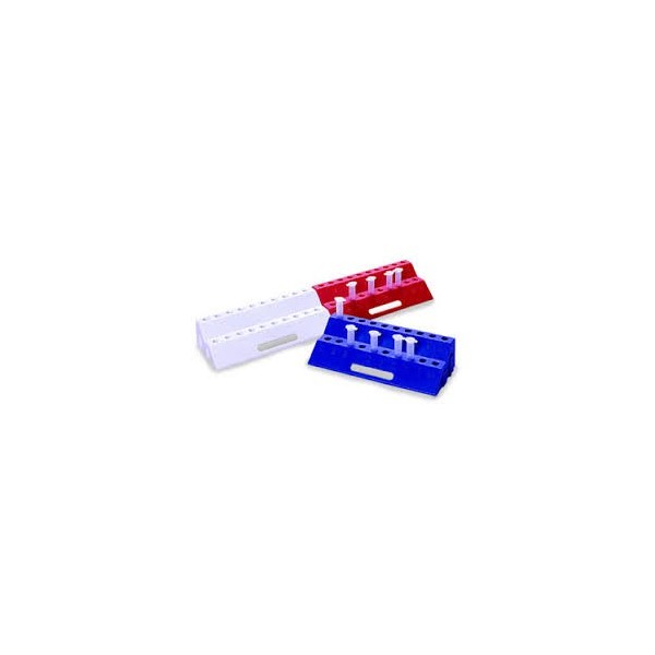 Portaprovette ad incastro in PP bianco 20 posti per microprovette da 1,5 - 2,0 ml.-confezione da 6 Portaprovette ad incastro in PP bianco 20 posti per microprovette da 1,5 - 2,0 ml.-confezione da 6