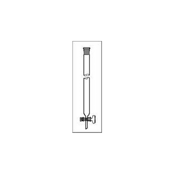 Colonna per cromatografia in vetro borosilicato dimensioni utili 10 x 200 mm. rubinetto maschio vetro e cono sup femmina 14/23