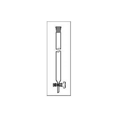 Colonna per cromatografia in vetro borosilicato dimensioni utili 10 x 200 mm. rubinetto maschio vetro e cono sup femmina 14/23