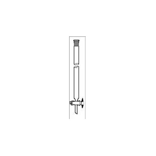 Colonna per cromatografia in vetro borosilicato dimensioni utili 10 x 100 mm. rubinetto maschio teflon e cono sup femmina 14/23