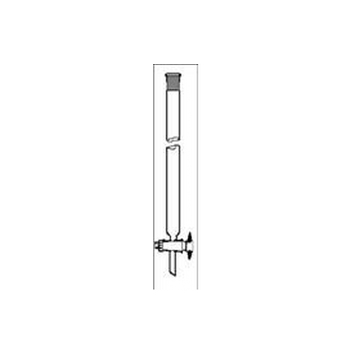 Colonna per cromatografia in vetro borosilicato dimensioni utili 10 x 100 mm. rubinetto maschio teflon e cono sup femmina 14/23
