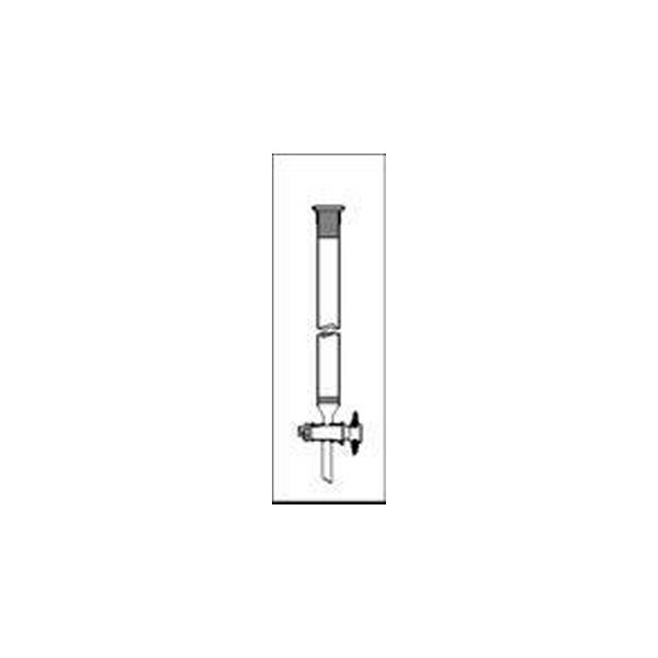Colonna per cromatografia in vetro borosilicato setto poroso dimensioni utili 25 x 500 mm. rub. teflon e cono superiore 24/29