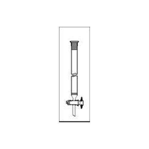 Colonna per cromatografia in vetro borosilicato setto poroso dimensioni utili 25 x 500 mm. rub. teflon e cono superiore 24/29