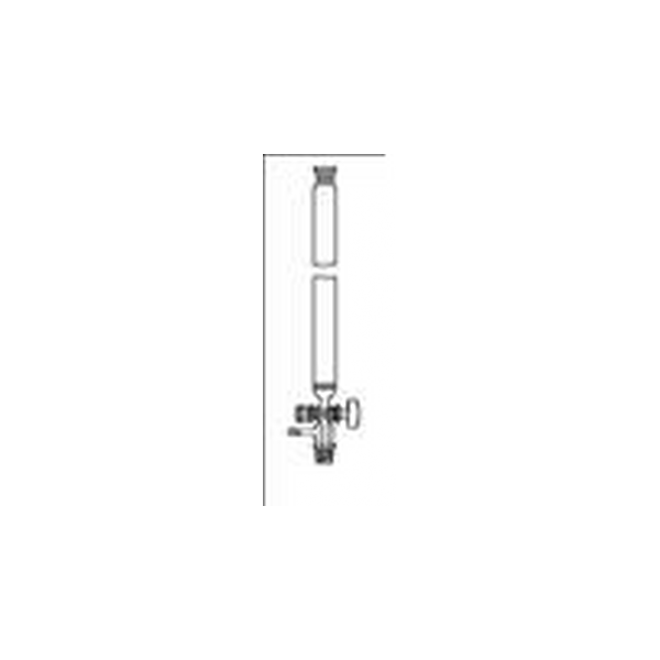 Colonna per cromatografia in vetro boros. setto poroso dim. utili 30 x 600 mm. presa per il vuoto rub. vetro e coni 29/32