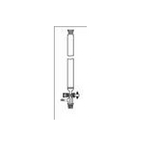 Colonna per cromatografia in vetro boros. setto poroso dim. utili 30 x 600 mm. presa per il vuoto rub. teflon e coni 29/32