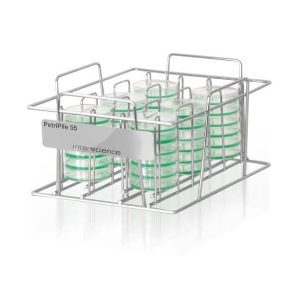 Rack PetriPile 55 per 36 scatole di petri da 55 mm. Rack PetriPile 55 per 36 scatole di petri da 55 mm.
