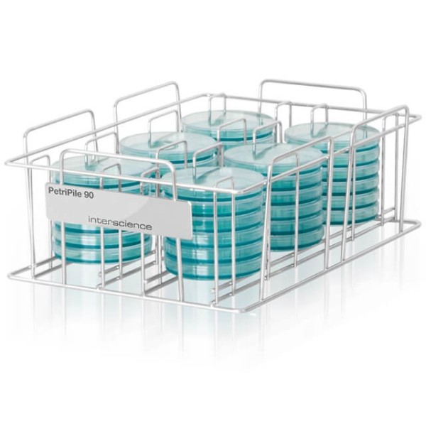 Rack PetriPile 90 per 36 scatole di petri da 90 mm. Rack PetriPile 90 per 36 scatole di petri da 90 mm.
