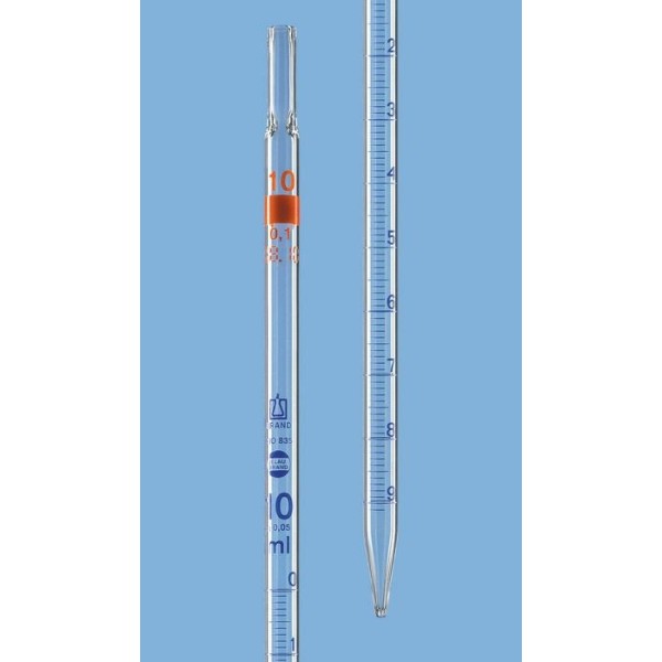 Pipetta in vetro graduata tipo 3 - ml. 0,5 divisione 1/100 in classe AS